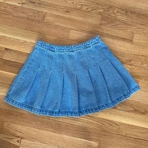 Pleated Denim Skirt